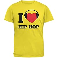 Old Glory I Heart Hip Hop Yellow Adult T-Shirt - Large