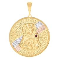 10k Tri color Gold Mens Red CZ Cubic Zirconia Simulated Diamond St. Barbara Saints Religious Charm Pendant Necklace Measures 47.6x34.9mm Wide Jewelry Gifts for Men