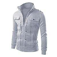 Mens Casual Stand Collar Golf Lightweight Jackets Vintage Slim Fit Motorcycle Jacket Zip Up Outerwear Coat for Man