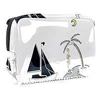 Simple sailboat Waterproof Cosmetic Bag 7.3x3x5.1in Travel Cosmetic Bags Multifunctional Bag for Women