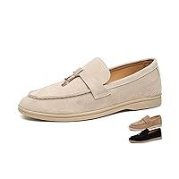 Men's Metal Lock Suede Loafers Slip-on Lazy Mules Causal Comfortable Work Driving Shoes