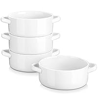 MALACASA French Onion Soup Bowls, 26 OZ Large Ceramic Soup Bowls With Handles Porcelain Soup Crocks Set of 4 Serving Soup Bowl Microwave and Oven Safe,Series Regular