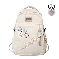 Backpack for Women Men Cute Backpack Kawaii Aesthetic Backpack Lightweight Backpack Laptop Bag College Backpack (White)