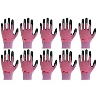 KOR Nitrile Foam Coated Work Gloves for Woman - Safety Nylon Gloves - Breathable Thin Grip Machine Washable 10 Pairs (Small)
