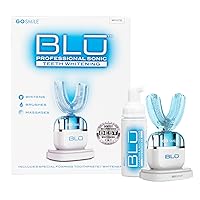 GO SMILE Sonic BLU Hands-Free Professional Teeth Whitening Kit - Hands Free Toothbrush With Gum Massager - Includes Cordless Charger & Foaming Toothpaste & Whitening Tray - No Tooth Sensitivity -White