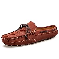 Mens Summer Casual Knot Breathable Suede Cowhide Leather Slide Slippers Shoes