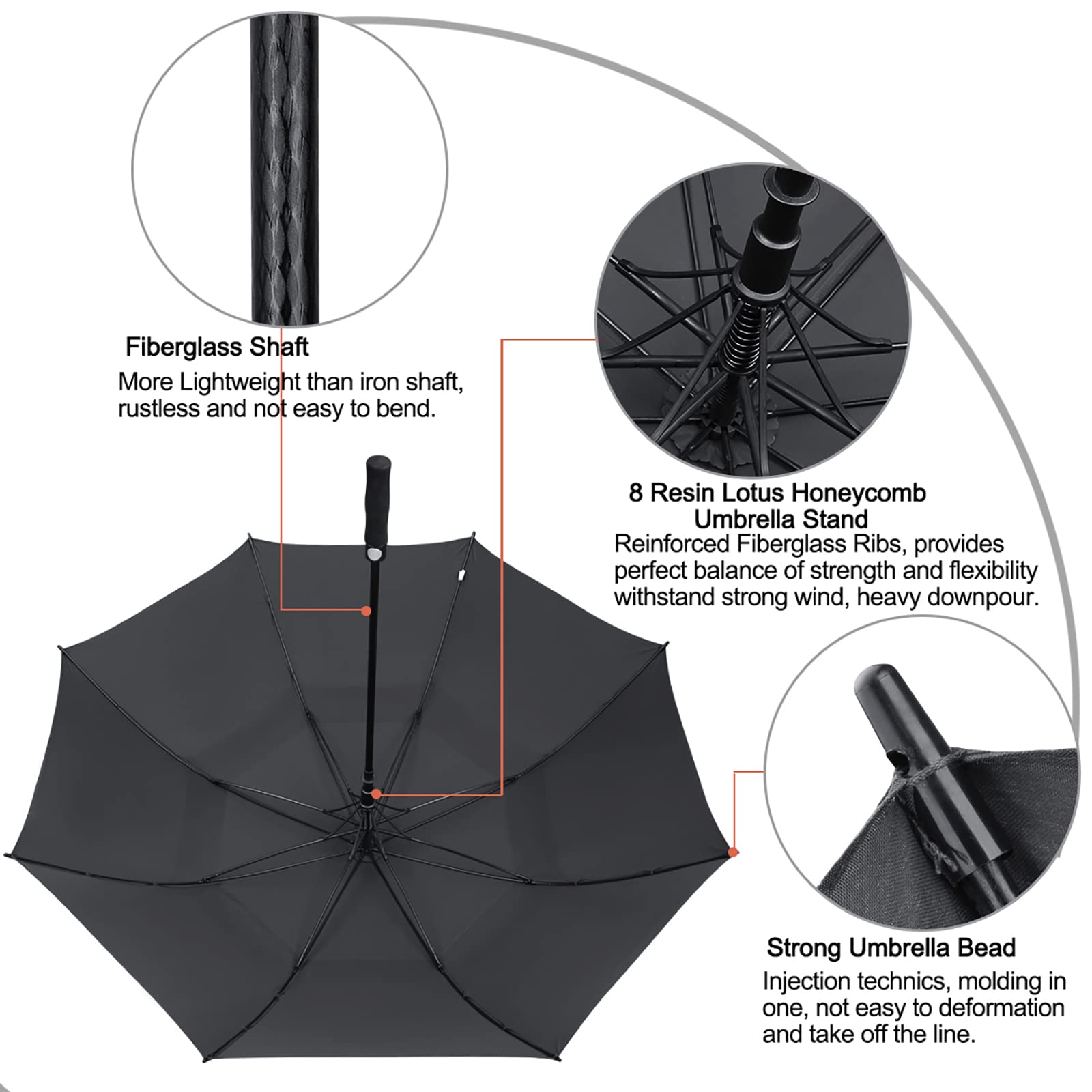 G4Free 47/54/62/68/72 Inch Automatic Open Golf Umbrella Extra Large Oversize Double Canopy Vented Windproof Waterproof Stick Umbrellas