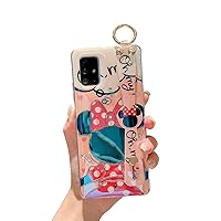 for Samsung Galaxy A71 5G Case [Not 4G & UW Verizon] Cute with Wrist Strap Kickstand Glitter Bling IMD Soft TPU Shockproof Protective Phone Cases Cover for Girls and Women - Minnie