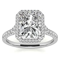 2.5 CT Radiant Cut Colorless Moissanite Engagement Rings for Women, Halo Handmade Moissanite Diamond Bridal Wedding Rings, Anniversary Propose Gifts