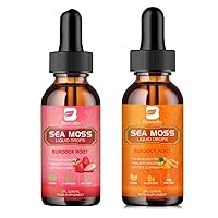 Sea Moss Liquid Drops - Organic Irish Sea Moss Raw Gel with Burdock Root, Tumeric, Spirulina, Seamoss Gel- 2 Fl Oz, Vegan
