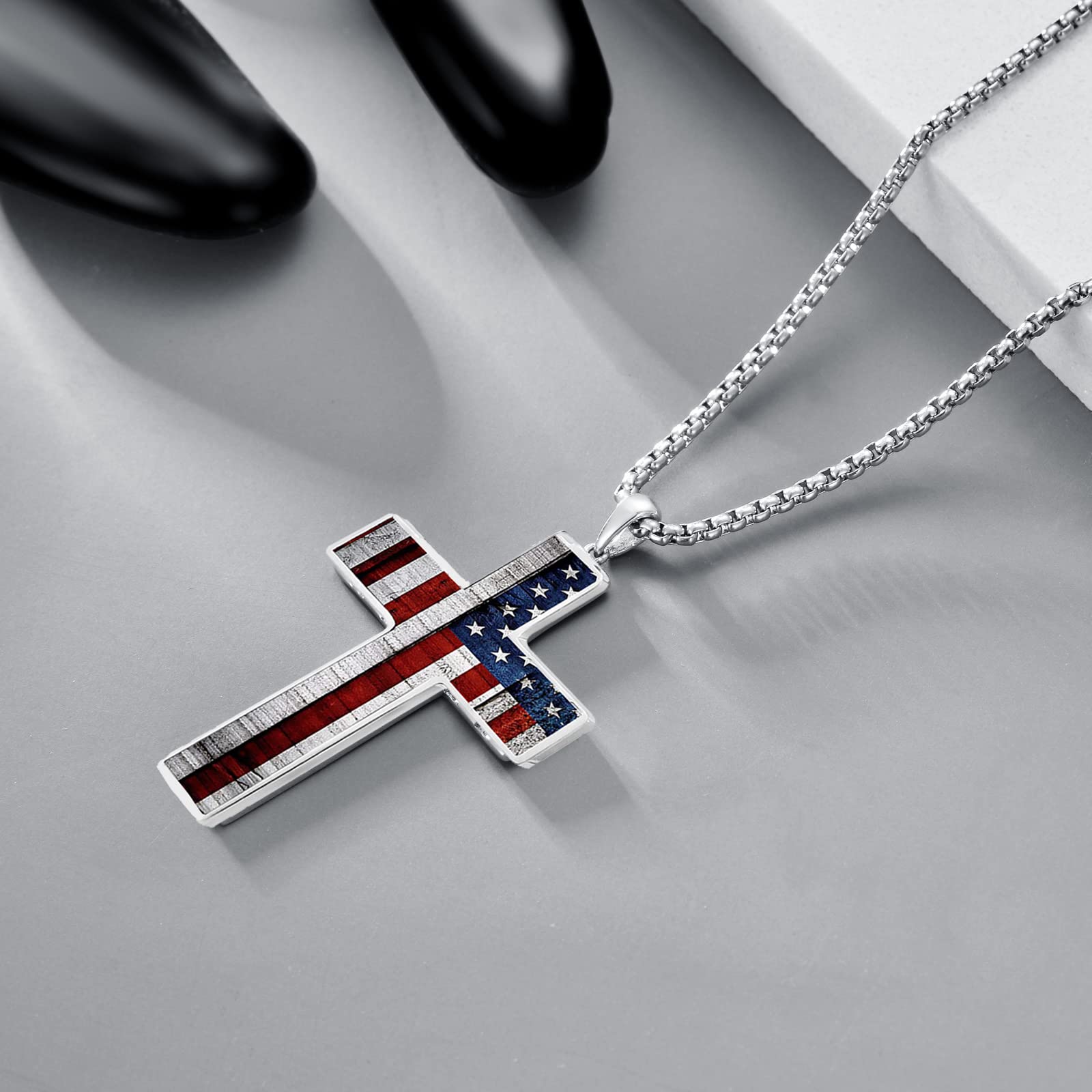 JUHIOPOI Cross Pendant Necklace For Mens Women Jewelry Religious Pendant Chain Necklace