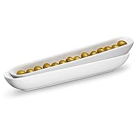 KooK Olive Boat Tray, Set of 2, Charcuterie Board Accessories, Ceramic Serving Dish, Narrow Canoe, Cheeses and Appetizers, Dishwasher Safe, 12”, White