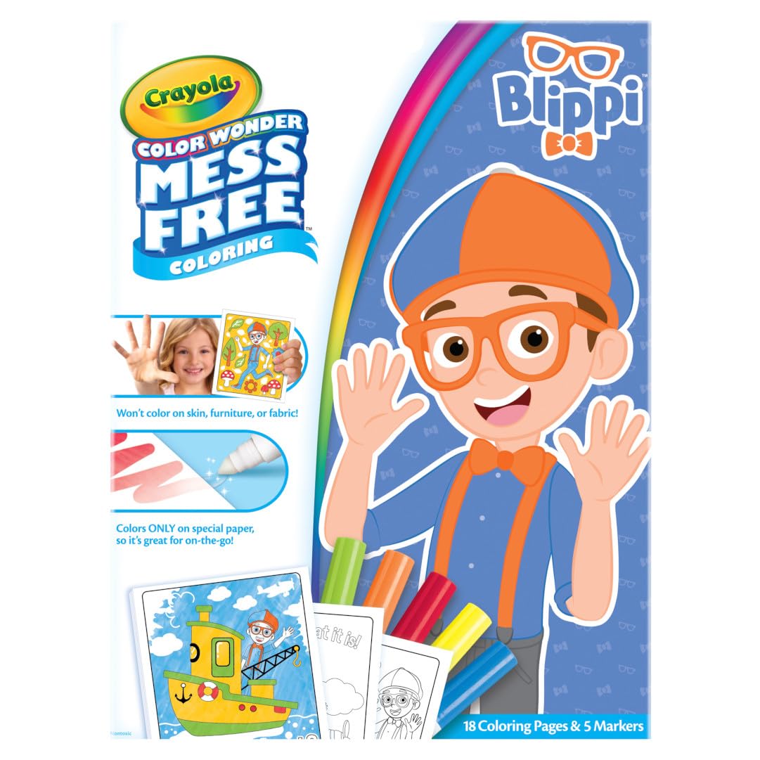Crayola Color Wonder Blippi, Mess Free Coloring Pages & Markers, Gift for Kids, Ages 3, 4, 5, 6
