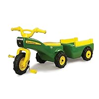 TOMY John Deere Pedal Tricycle and Wagon Set - John Deere Ride On Tractor for Kids - Officially Licensed John Deere Tractor Toys - 18 Months and Up, Green