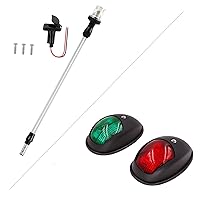 Obcursco Telescoping Pole Boat Stern Light with Vertical Mount Red and Green Marine Navigation Lights Perfect Replacement for Pontoon, Bass Boat, Jon Boat