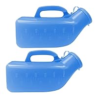 Male Urinal Spill-Proof Urine Collection Container for Adults/Large Plastic Pee Holder for Hospital,Incontinence,Elderly,Travel,Driving,Camping (Blue)2 Packs-1200ml