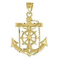 10k Gold Dc Womens Nautical Ship Mariner Anchor Religious Faith Cross Crucifix Height 51.7mm X Width 35.2mm Letter Name Personalized Monogram Initial Charm Pendant Necklace Jewelry for Women