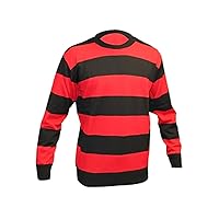 Kids Red & Black Stripe Long Sleeve Knitted Jumper Top Boys Casual Wear T Shirt 7-12 Years