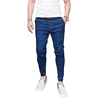 Andongnywell Mens Skinny Stretch Elasticated Waist Jeans Workout Slim fit Jogger Trousers Stretchy Denim Pants