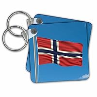3dRose Key Chains Flag of Norway on a flag pole with blue sky Norwegian (kc-157069-1)