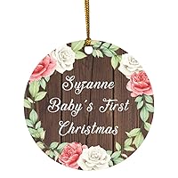 Gifts, Suzanne Baby's First Christmas, Circle Ornament A Xmas Tree Hanging Santa Decoration, for Birthday Anniversary Parents Mothers Day Fathers Day Party, to Men Women Him Her Friend Mom