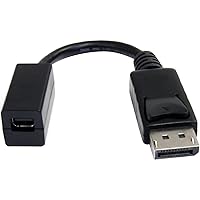 StarTech.com 6in (15cm) DisplayPort to Mini DisplayPort Cable - 4K x 2K UHD Video - DisplayPort Male to Mini DisplayPort Female Adapter Cable - DP to mDP 1.2 Monitor Extension Cable (DP2MDPMF6IN), Black