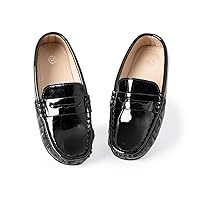 Aploxphy Toddler Boys Girls Loafers Brogue Rubber Sole Slip-On Cozy Oxford Boat Moccasin Wedding Dress Flats Lazy Shoes