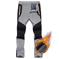 Men's Snow Ski Pants Softshell Fleece Lined Hiking Snowboard Pants Waterproof & Windproof Pants with Zipper Pockets