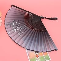 GLOGLOW Bamboo Hand Fan with Delicate Prints Portable and Convenient Travel Luggage (1)