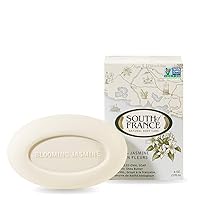 South Of France French Milled Vegetable Oval Bar Soap With Organic Shea Butter, Blooming Jasmine, 6 Ounce (Pack of 1)
