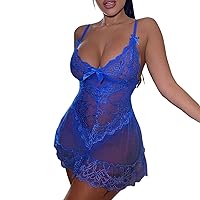 Women Lingerie Set Sexy Teddy Floral Embroidered Lace Sheer Strap Backless Mini Dress Nightwear Nightgown
