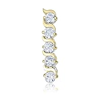 AVORA 10K Gold Simulated Diamond CZ Linear Belly Button Ring Body Jewelry (14 Gauge)