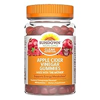 Sundown Apple Cider Vinegar Gummies, Supports Energy Metabolism, Raspberry Pomegranate Flavored, 90 Ct