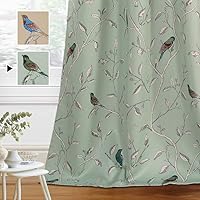 H.VERSAILTEX Blackout Curtains for Bedroom 84 Inches Length Thermal Insulated Birds Rustic Printed Curtain Drapes for Living Room Energy Efficient Room Darkening Home Decoration Pair 2 Panels, Sage