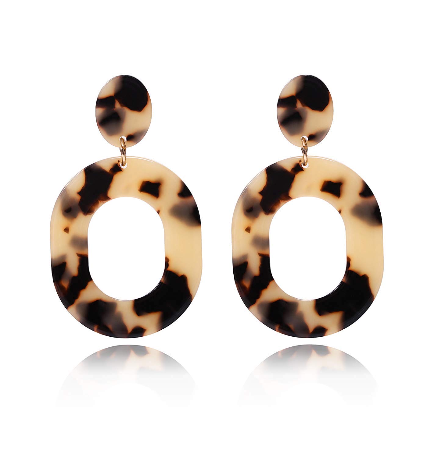 Acrylic Earrings For Women Girls Statement Geometric Earrings Resin Acetate Drop Dangle Earrings Mottled Hoop Earrings Fashion Jewelry