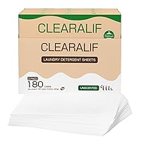 Laundry Detergent Sheets Up to 180 Loads, Fresh Unscented - Great For Travel, Apartments, Dorms, No Plastic, Sustainable, Biodegradable-New Liquid-Less Technology - Lightweight