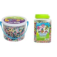 9,000 Glow in The Dark Fuse Beads Set (6 Different Colors) in Case and Separated - Works with Perler Beads