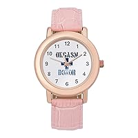 Orgasm Donor Casual Watches for Women Classic Leather Strap Quartz Wrist Watch Ladies Gift