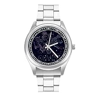 Gemini Zodiac Constellation Men's Quartz Watch Stainless Steel Wrist Watch Classic Casual Watch for Women