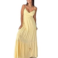 Women Y2k Bodycon Maxi Dress Open Back Flowy Long Dress Low Cut Spaghetti Strap Sundress Summer Sexy Clubwear