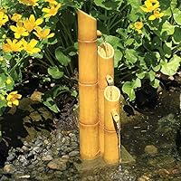 Aquascape 78307 Pouring Three-Tier Bamboo Pond and Garden Water Fountain, Yellow