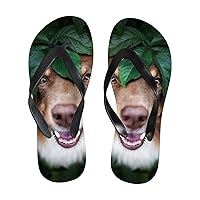 Vantaso Slim Flip Flops for Women Australian Shepherd in Forest Yoga Mat Thong Sandals Casual Slippers