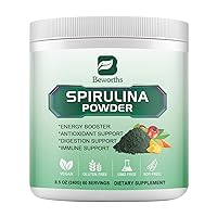 Organic Spirulina Powder, Super Green Powder Juice & Smoothie Mix with Spirulina, Chlorella, Wheat Grass, Digestive Enzymes & Probiotics for Immune Support, Digestion Health -Vegan