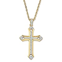 0.15 Ct Round Cut White Diamond Cross Pendant for Men's 14k Yellow Gold Plated 925 Sterling Silver