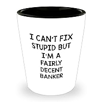 Funny Gifts for Bankers - I Can't Fix Stupid Shot Glass - Unique Father's Day Sarcastic Gifts from Daughter or Son