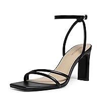 Modatope Womens Sandals Square Open Toe Chunky High Heels Strappy Ankle Strap Sandals Comfort Dress Party Shoes