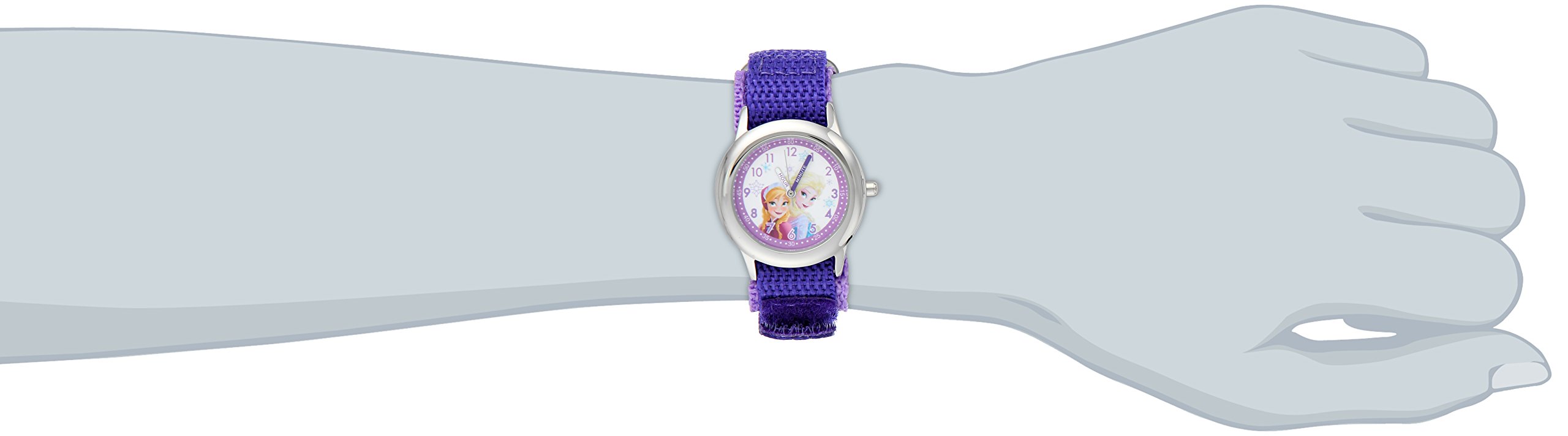 Disney Kids' W001228 Frozen Elsa & Anna Analog Watch With Nylon Strap, Light Purple