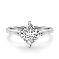 Nitya Jewels 1.80 CT Princess Colorless Moissanite Engagement Ring for Women/Her, Wedding Bridal Ring Set Sterling Silver Solid Gold Diamond Solitaire 4-Prong Set Ring