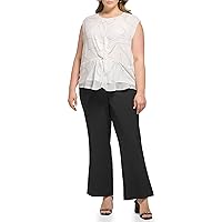 Calvin Klein Women's Plus Size Printed Flowy Knot Detailing Poly Chiffon Sleeveless