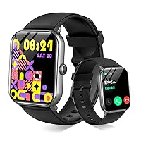 Smart Watch, Music Playback & Music, Bluetooth 5.1, Activity Tracker, 100 Exercise Modes, Waterproof, Sports Watch, Phone Calls, SMS, Twitter, Facebook, Line, Ins, Email Notifications, Weather Forecast, Pedometer, Compatible with IOS & Android, Black